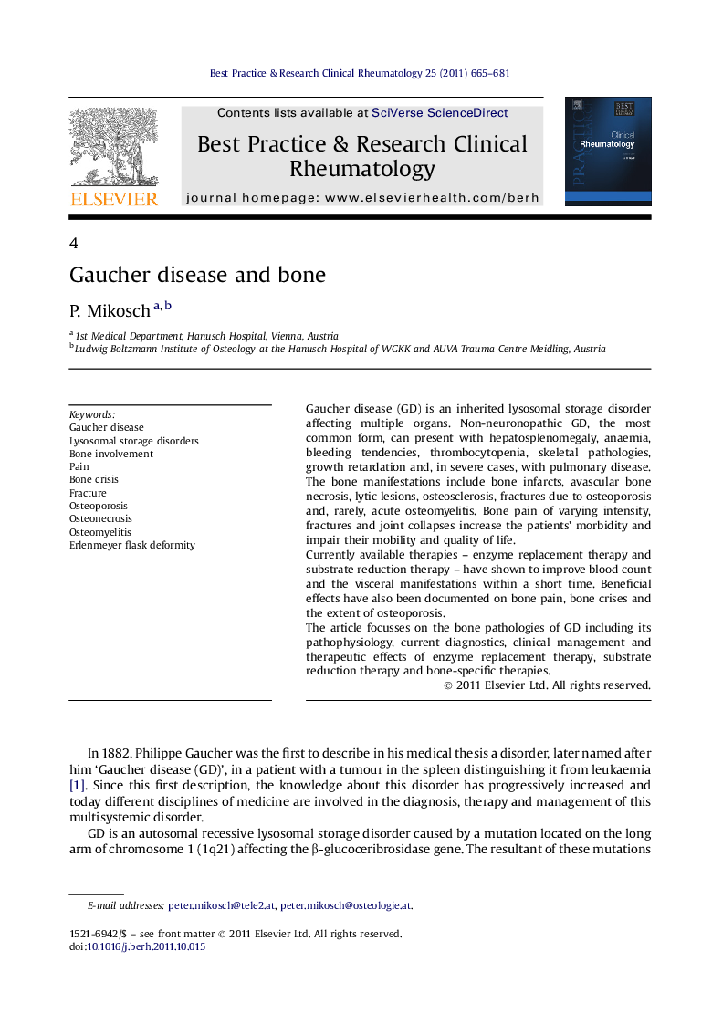 Gaucher disease and bone