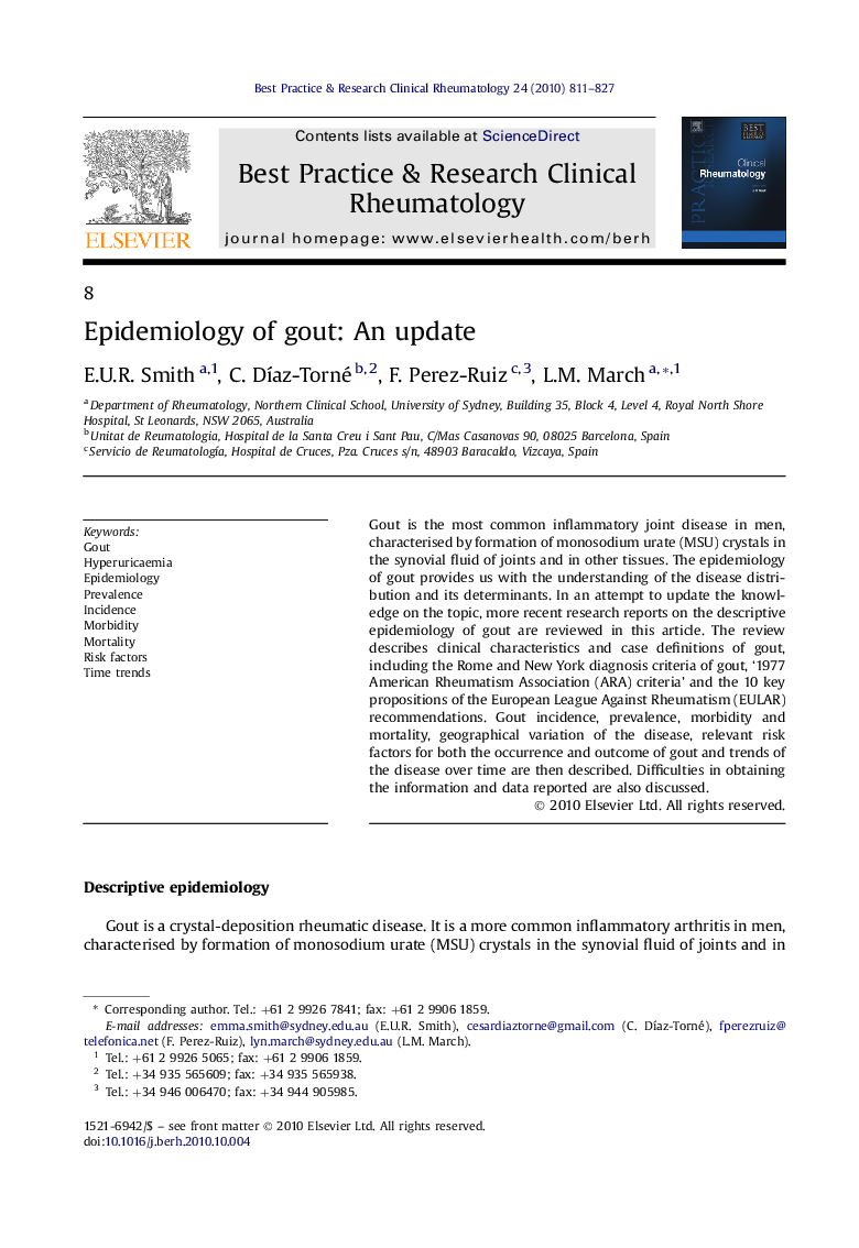 Epidemiology of gout: An update