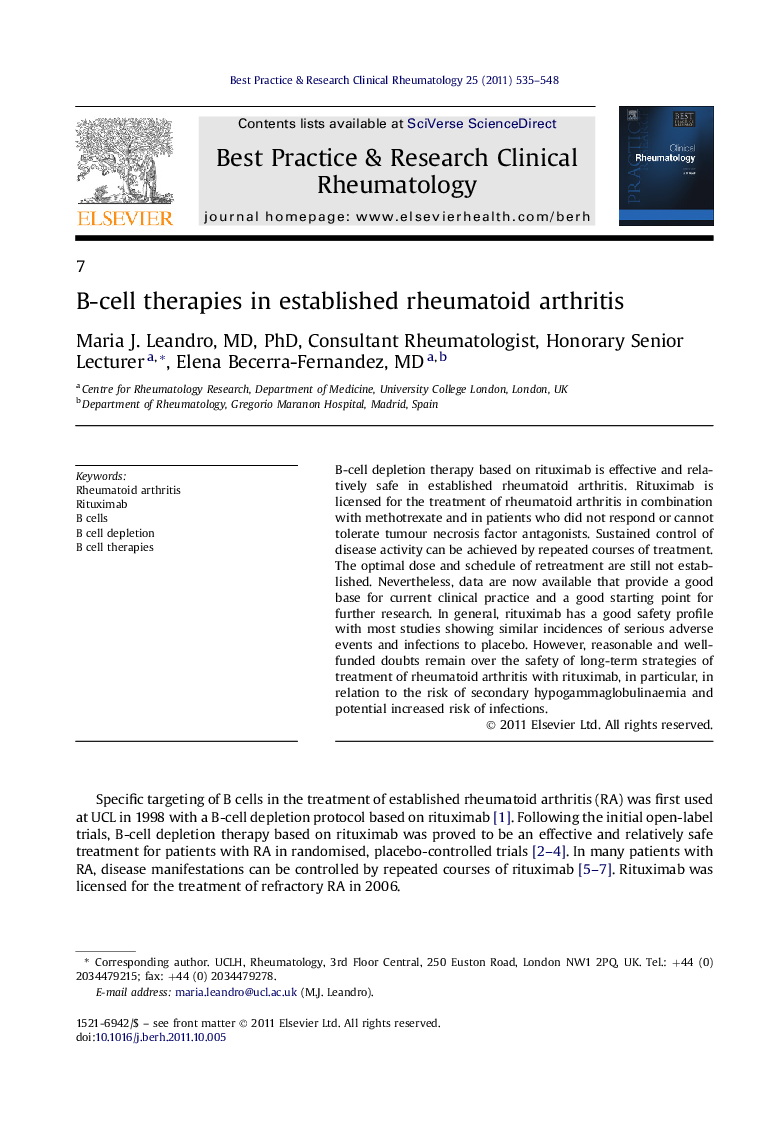 B-cell therapies in established rheumatoid arthritis