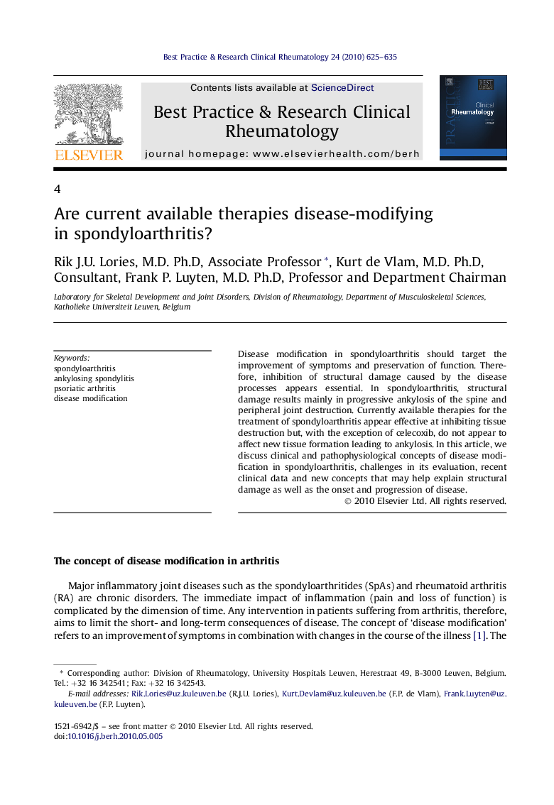 Are current available therapies disease-modifying in spondyloarthritis?