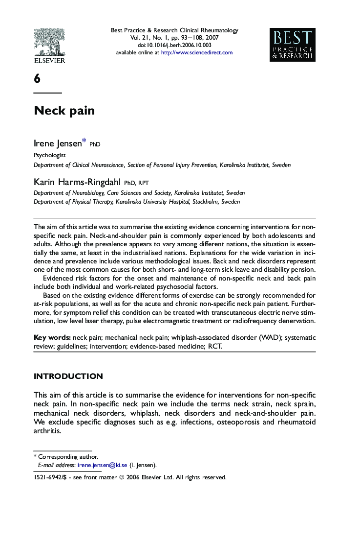 Neck pain