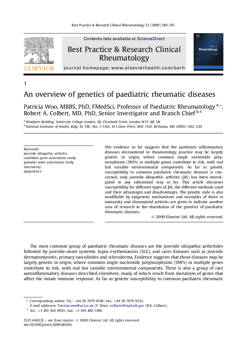 An overview of genetics of paediatric rheumatic diseases