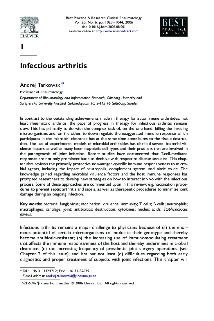 Infectious arthritis