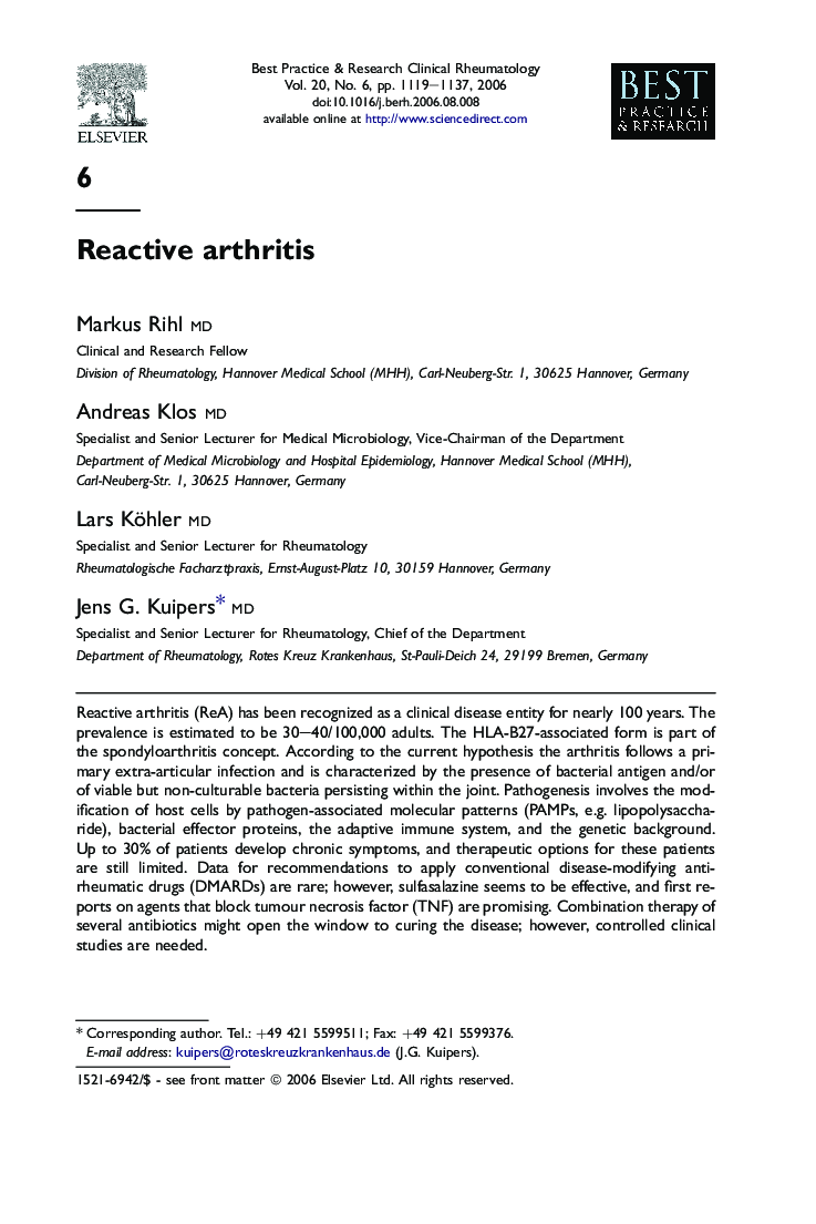 Reactive arthritis