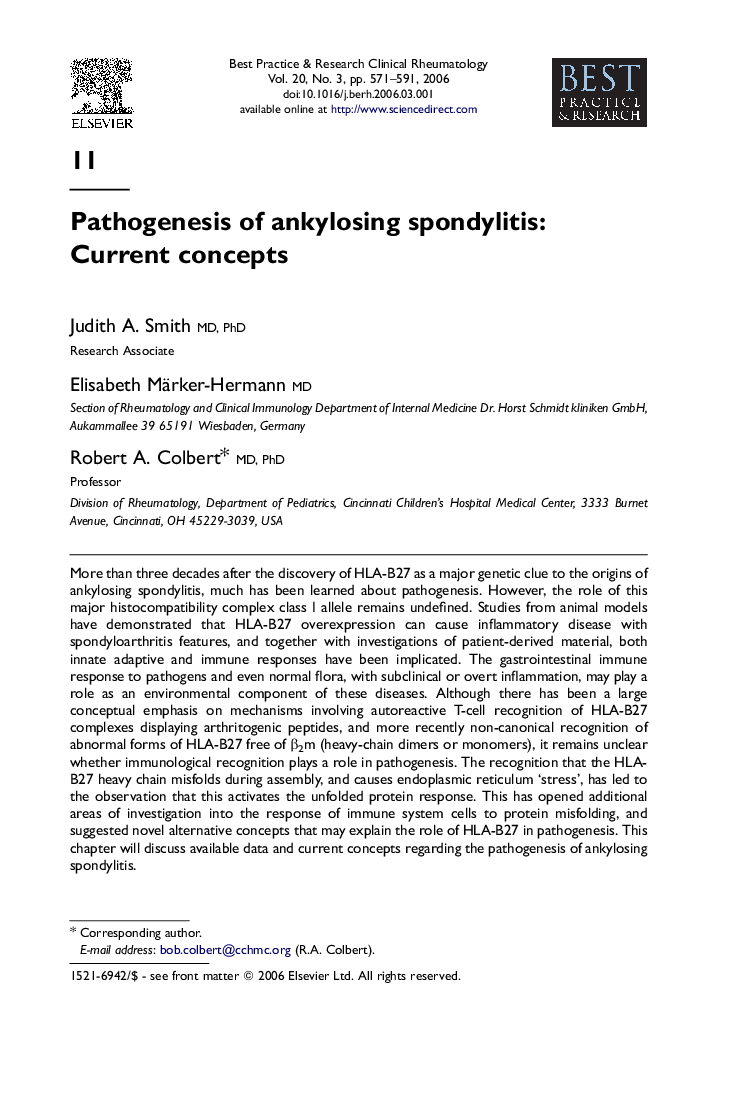 Pathogenesis of ankylosing spondylitis: Current concepts