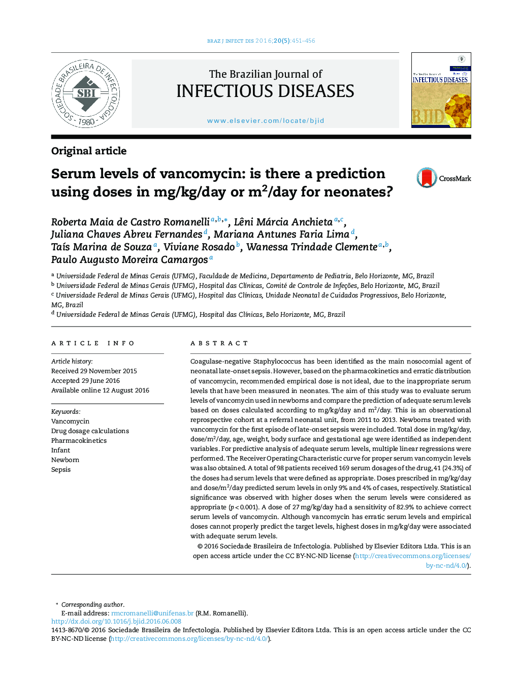 Serum levels of vancomycin: is there a prediction using doses in mg/kg/day or m2/day for neonates?