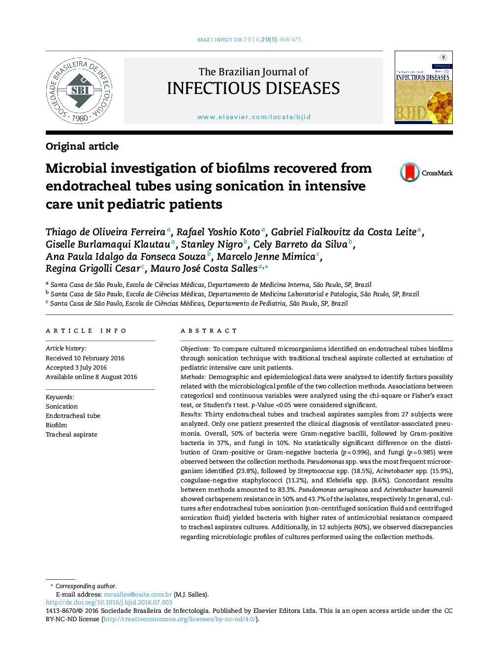 بررسی میکروبی بیوفیلم‌های بدست آمده از لوله های ورودی نای با استفاده از فراصوت در کودکان بیمار بخش مراقبت های ویژه