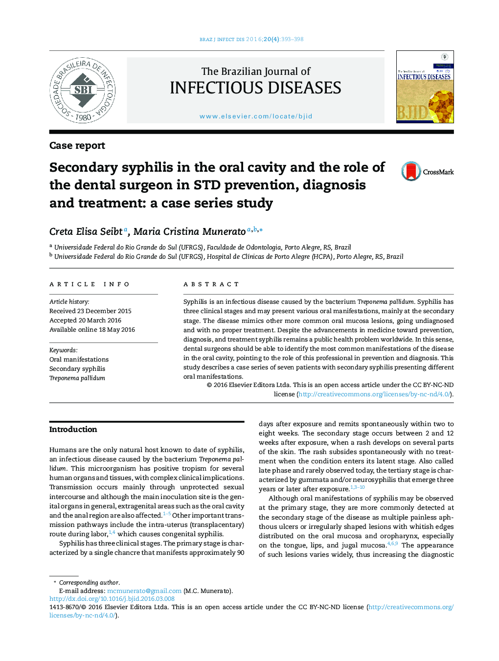 Secondary syphilis in the oral cavity and the role of the dental surgeon in STD prevention, diagnosis and treatment: a case series study