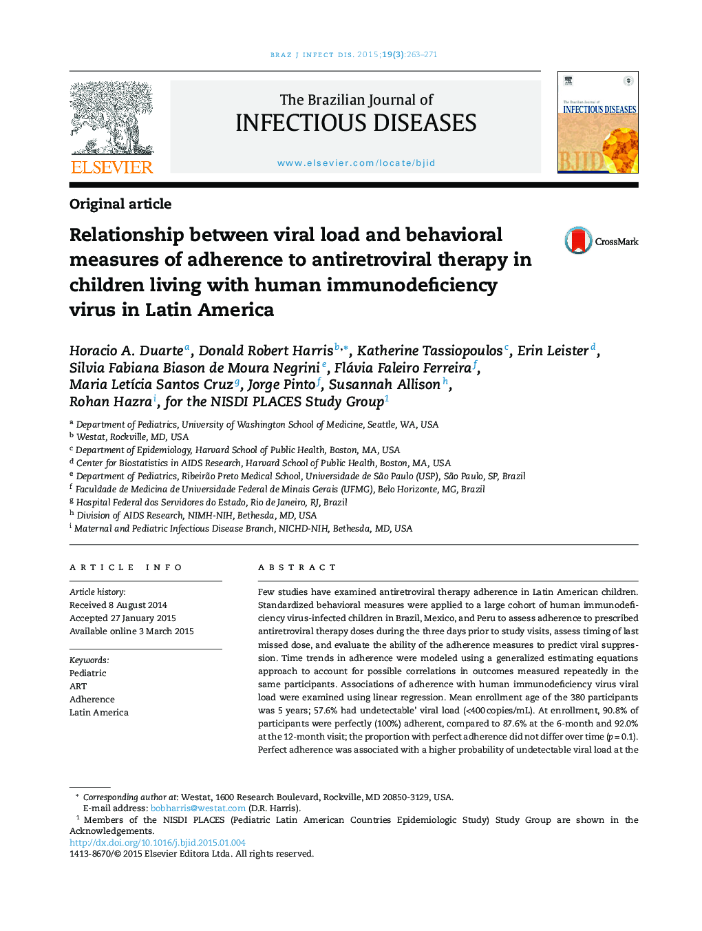 Relationship between viral load and behavioral measures of adherence to antiretroviral therapy in children living with human immunodeficiency virus in Latin America