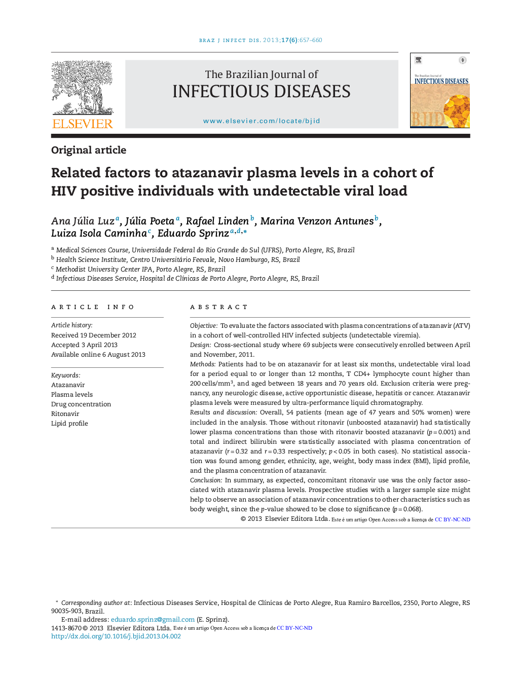 Related factors to atazanavir plasma levels in a cohort of HIV positive individuals with undetectable viral load