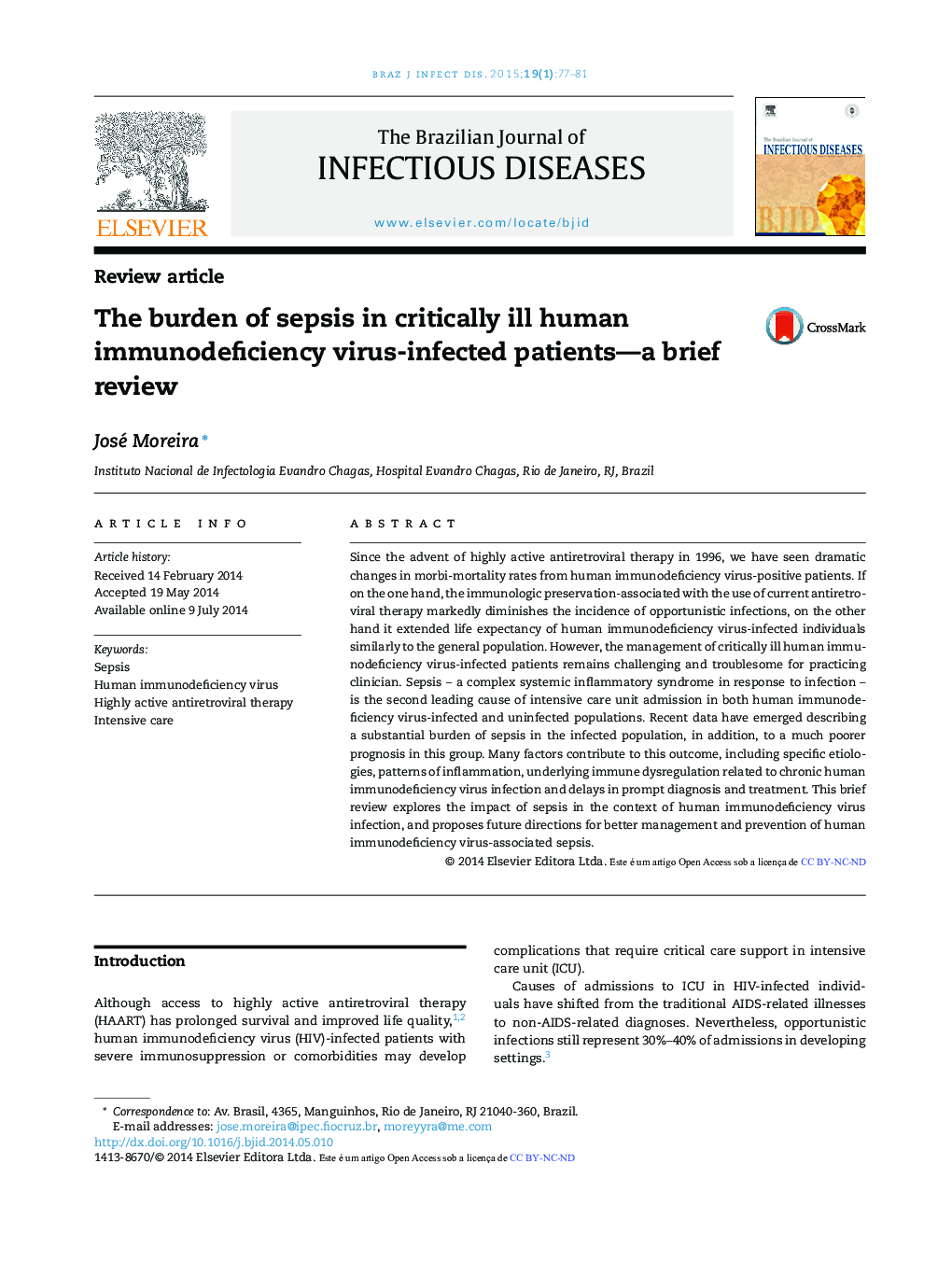 The burden of sepsis in critically ill human immunodeficiency virus-infected patients—a brief review