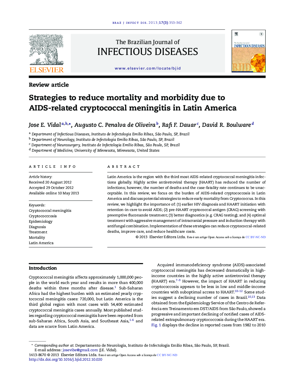 Strategies to reduce mortality and morbidity due to AIDS-related cryptococcal meningitis in Latin America