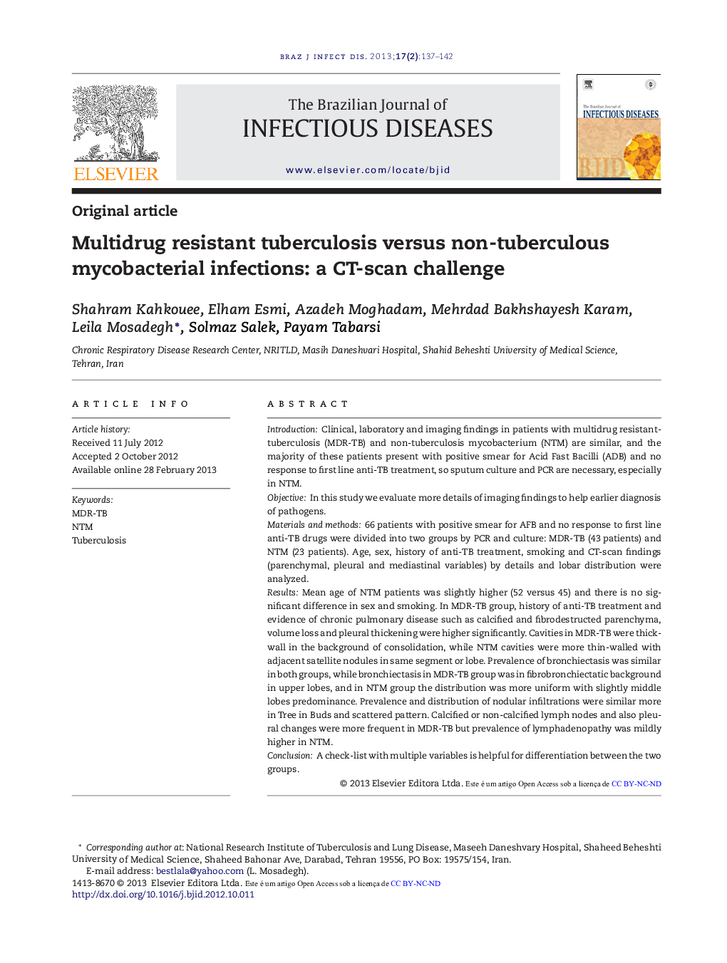 Multidrug resistant tuberculosis versus non-tuberculous mycobacterial infections: a CT-scan challenge