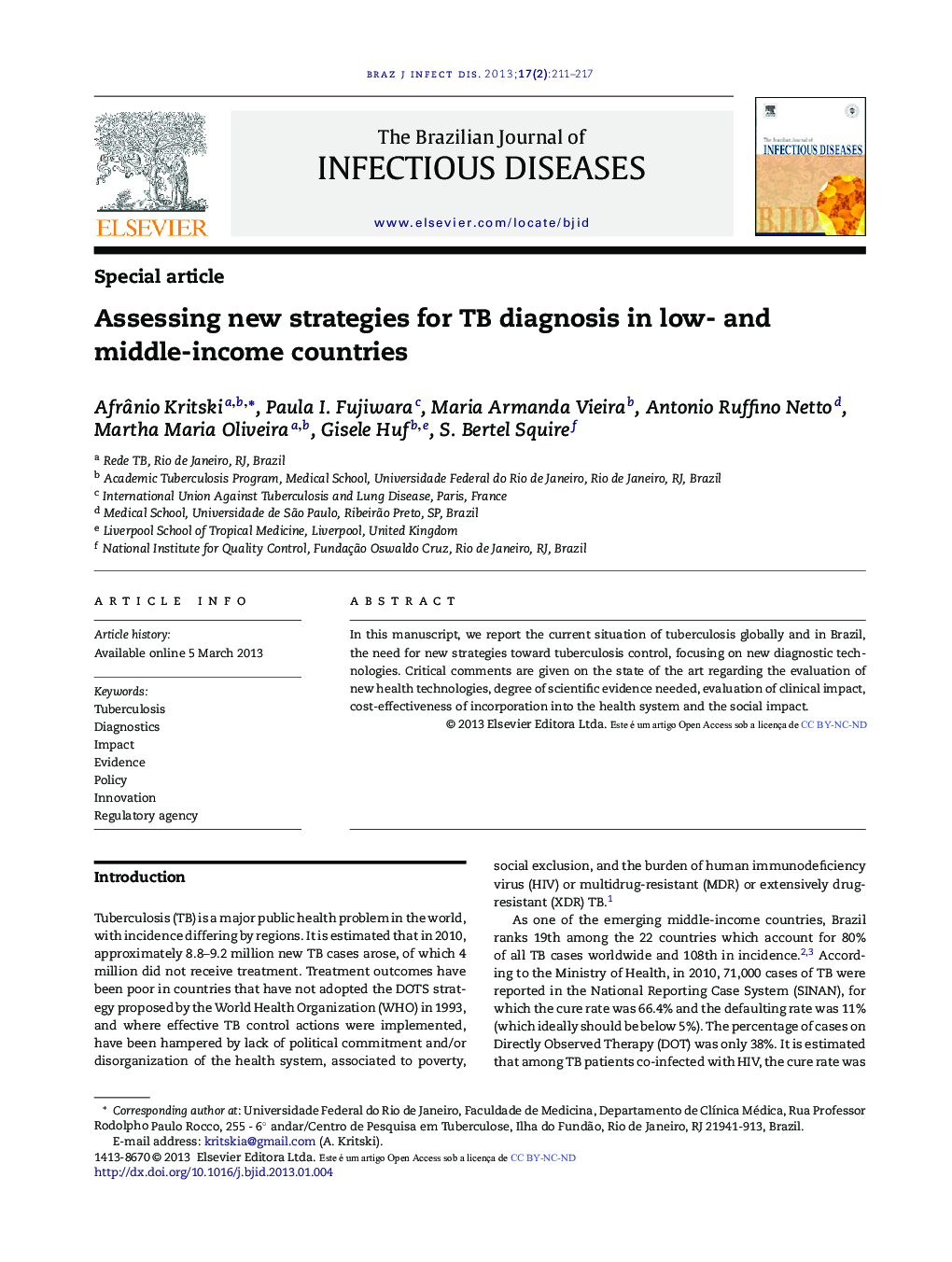 Assessing new strategies for TB diagnosis in low- and middle-income countries