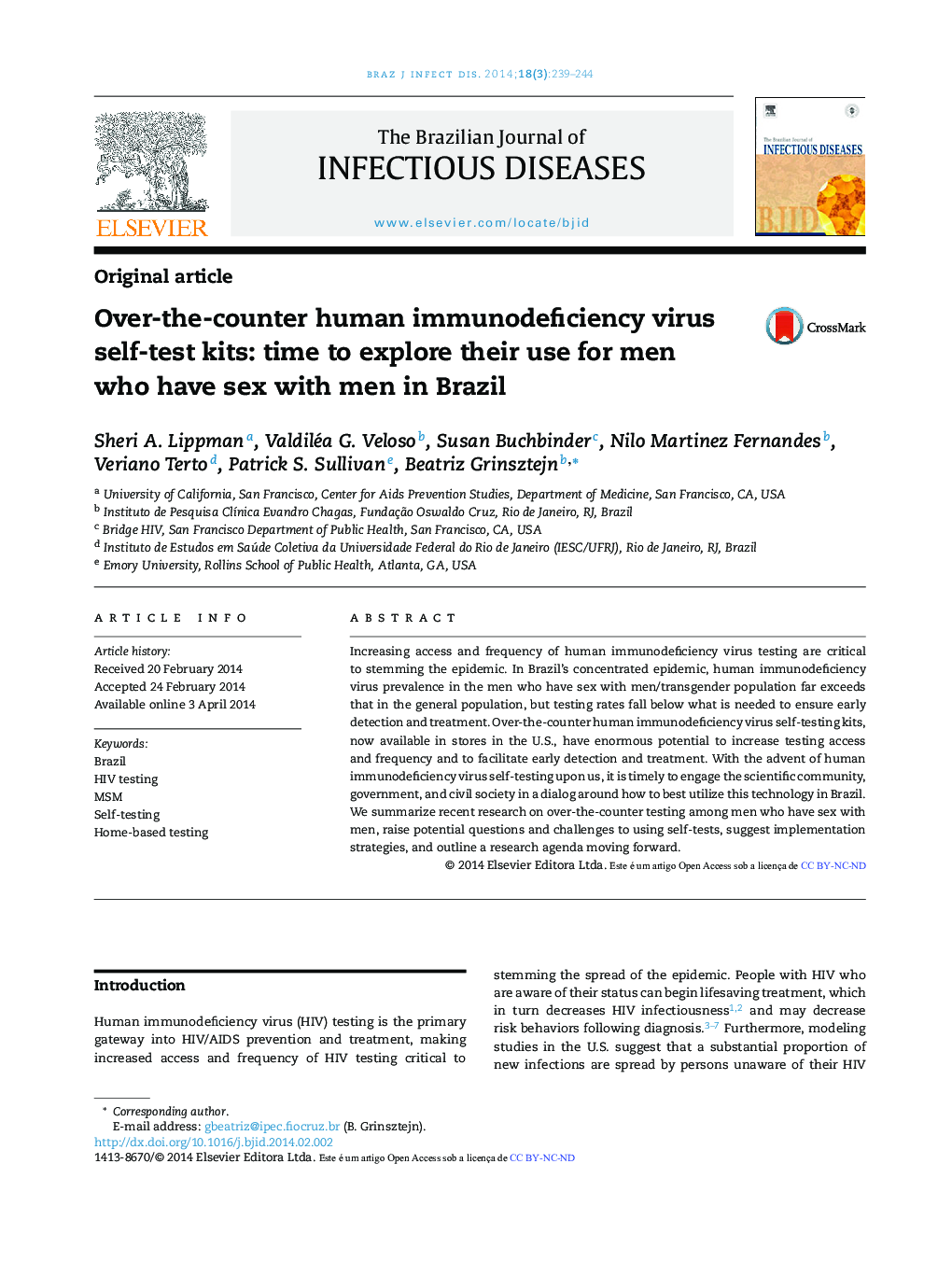 Over-the-counter human immunodeficiency virus self-test kits: time to explore their use for men who have sex with men in Brazil