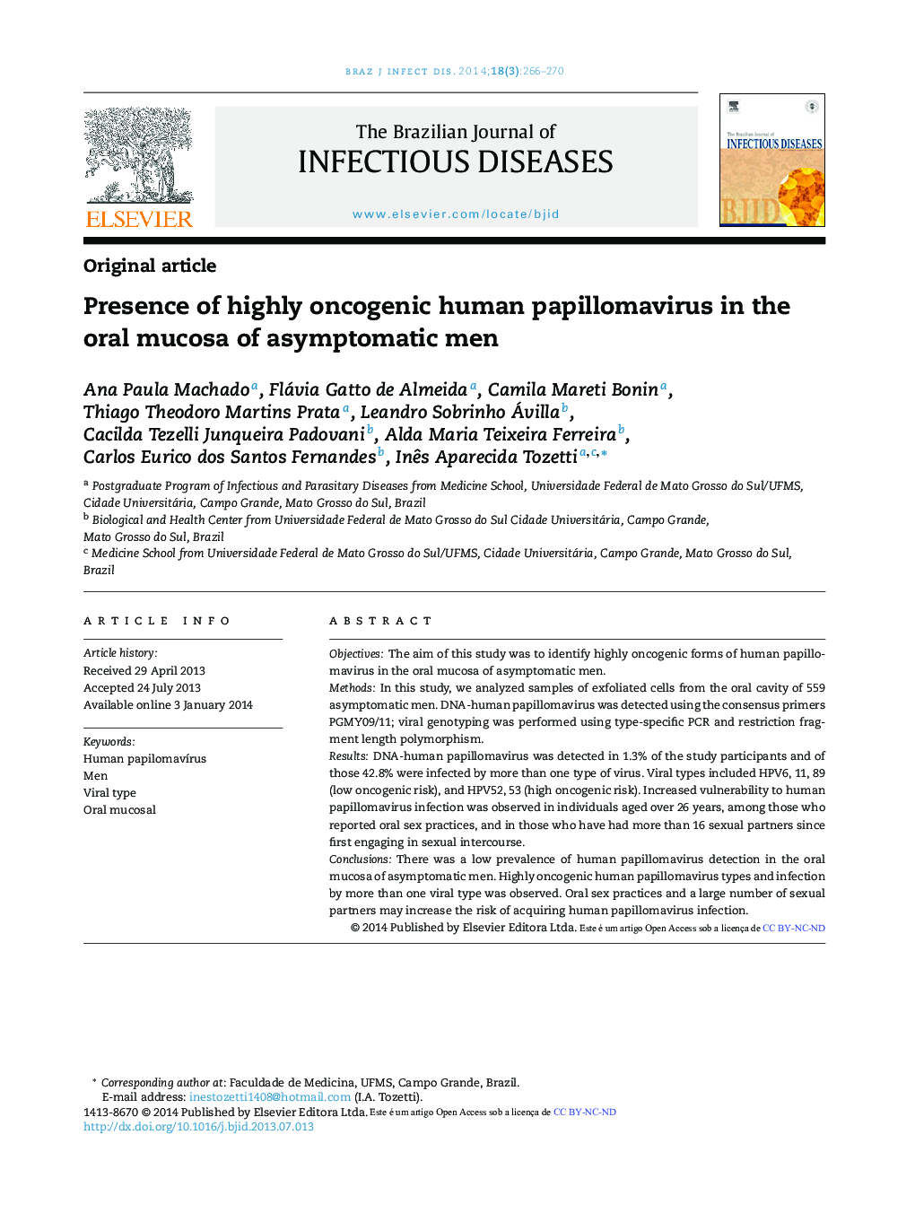 Presence of highly oncogenic human papillomavirus in the oral mucosa of asymptomatic men