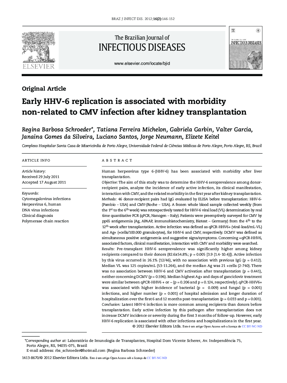 Early HHV-6 replication is associated with morbidity non-related to CMV infection after kidney transplantation