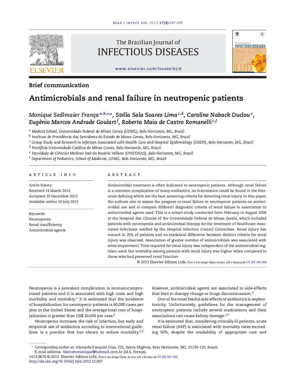 Antimicrobials and renal failure in neutropenic patients