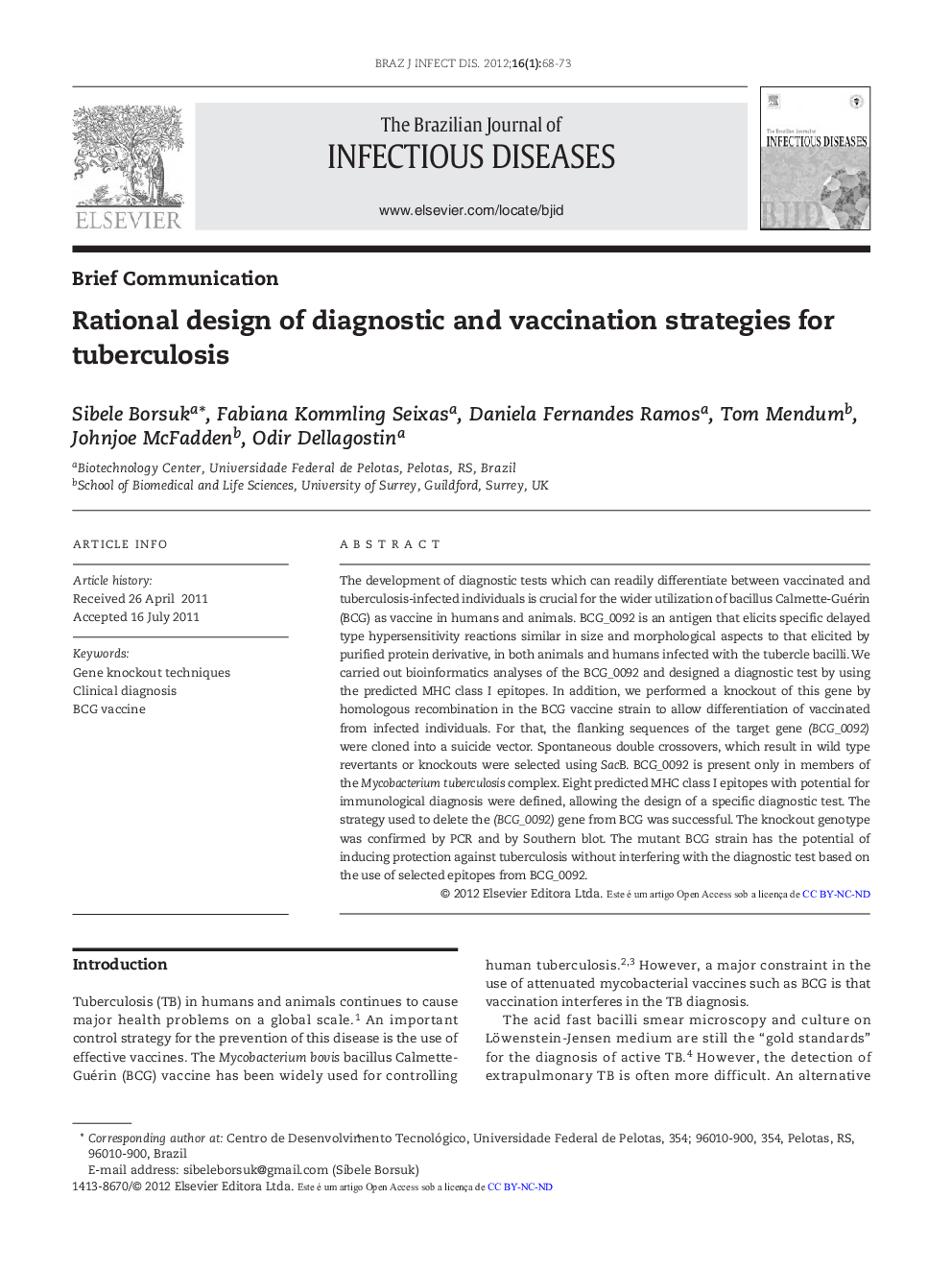 Rational design of diagnostic and vaccination strategies for tuberculosis