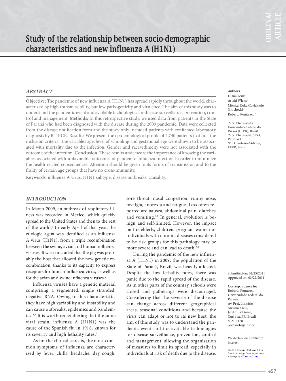 Study of the relationship between socio-demographic characteristics and new influenza A (H1N1)