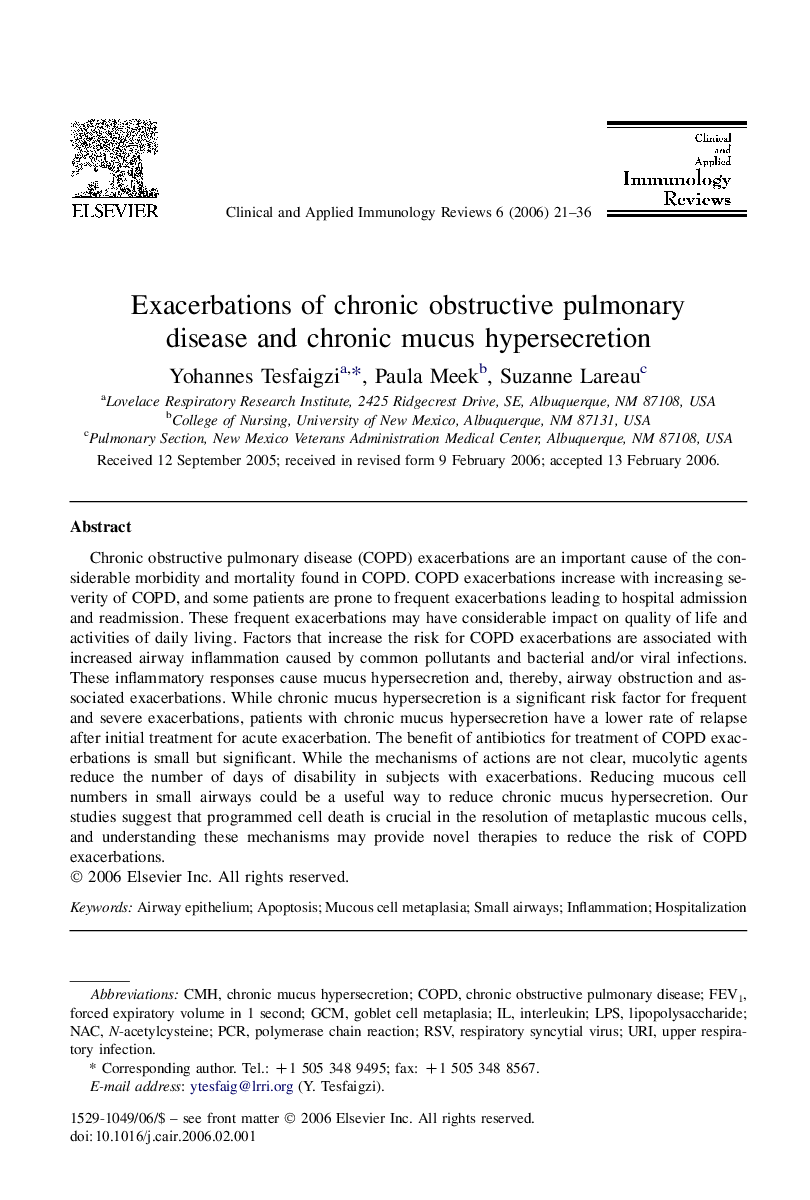 Exacerbations of chronic obstructive pulmonary disease and chronic mucus hypersecretion