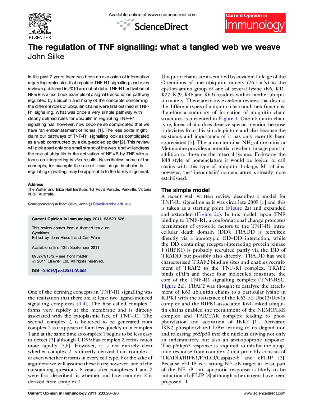 The regulation of TNF signalling: what a tangled web we weave
