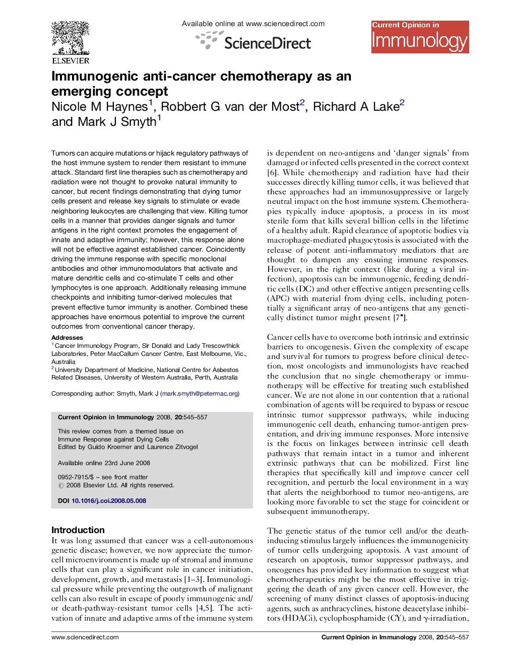 Immunogenic anti-cancer chemotherapy as an emerging concept