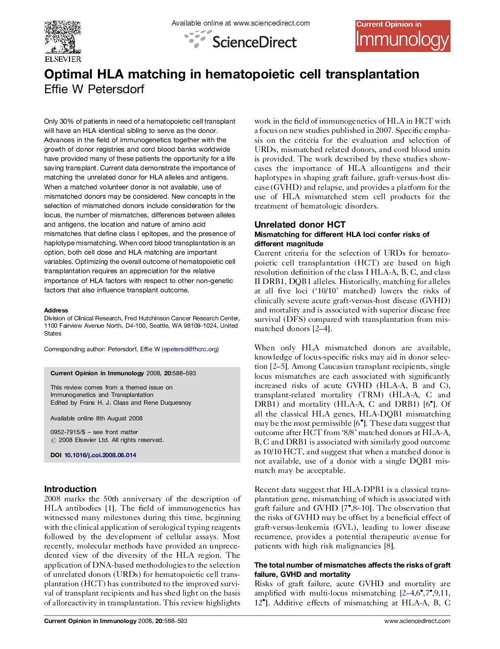 Optimal HLA matching in hematopoietic cell transplantation
