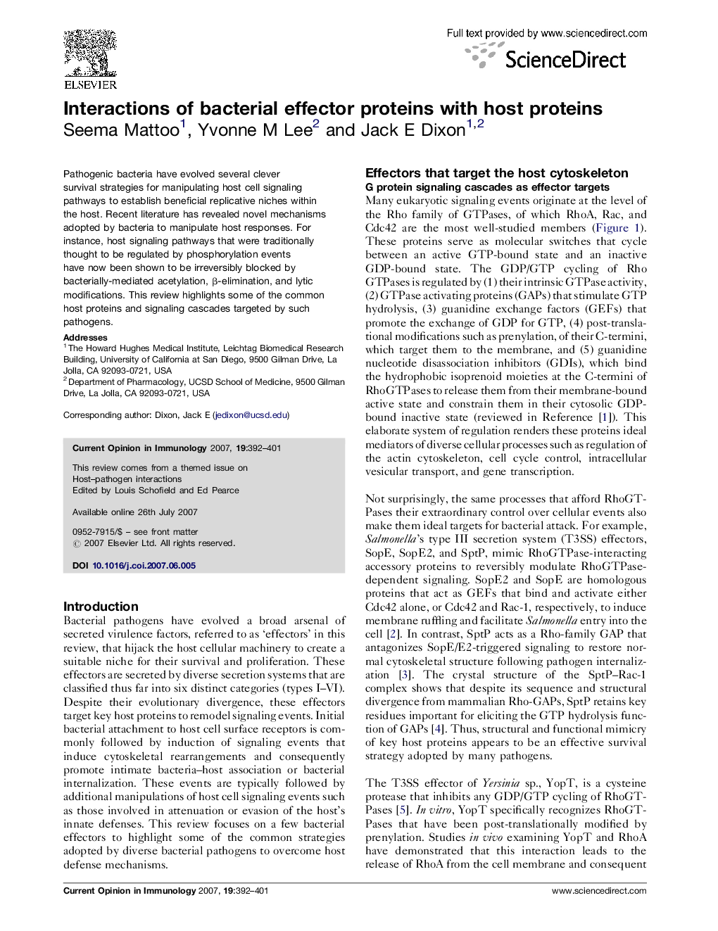 عکس صفحه اول مقاله: Interactions of bacterial effector proteins with host proteins Interactions of bacterial effector proteins with host proteins