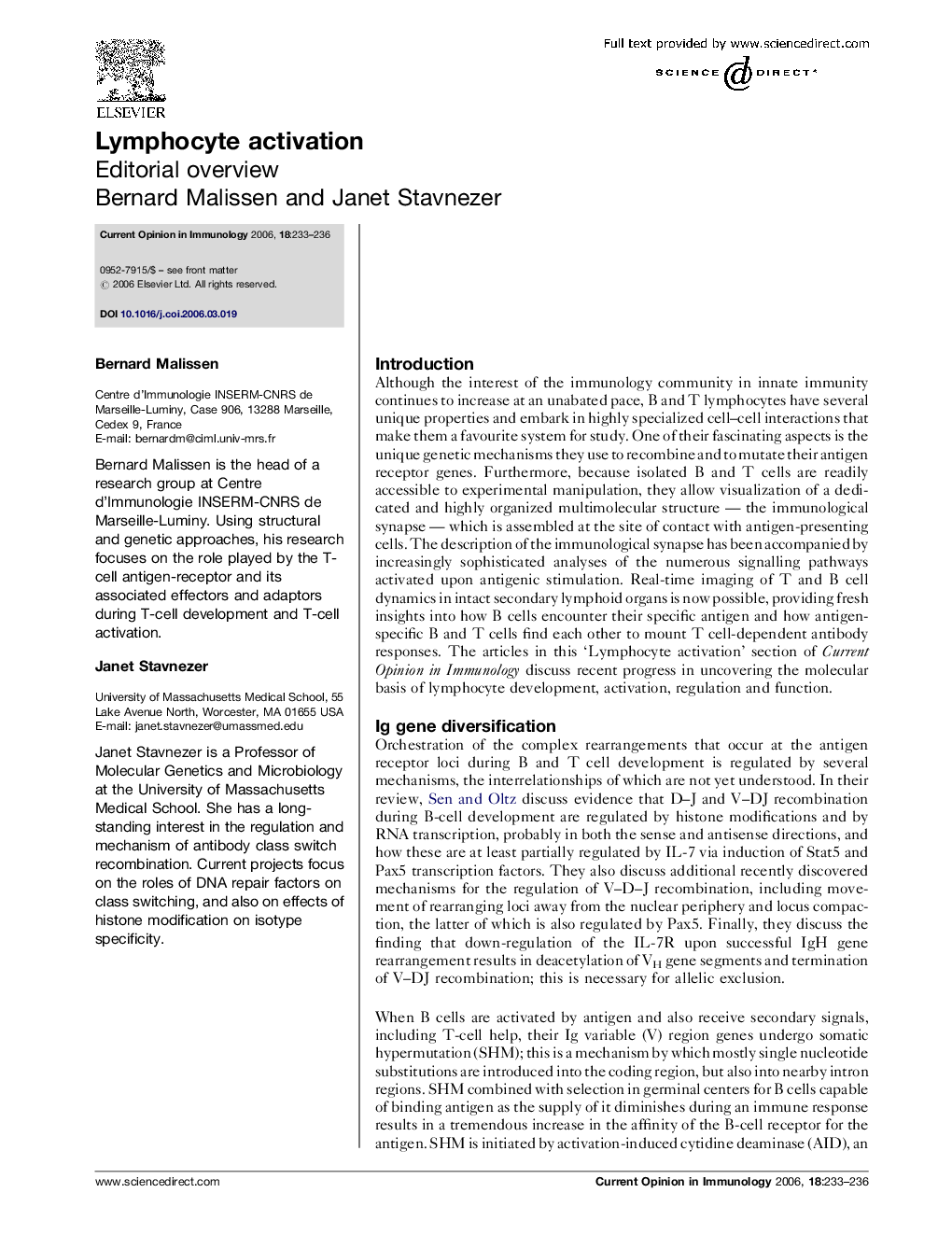 Lymphocyte activation