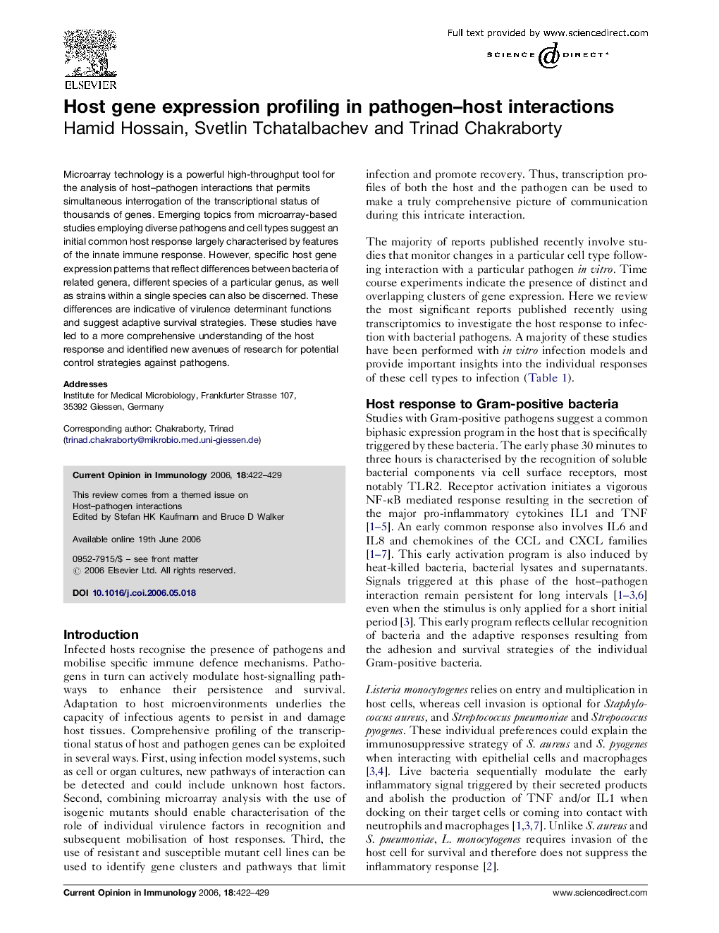 عکس صفحه اول مقاله: Host gene expression profiling in pathogen–host interactions Host gene expression profiling in pathogen–host interactions