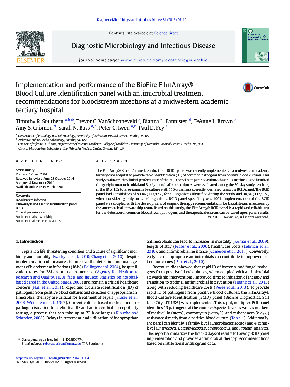 Implementation and performance of the BioFire FilmArray® Blood Culture Identification panel with antimicrobial treatment recommendations for bloodstream infections at a midwestern academic tertiary hospital