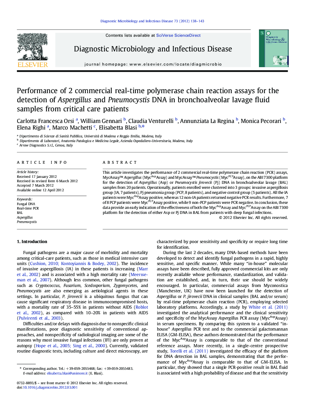 Performance of 2 commercial real-time polymerase chain reaction assays for the detection of Aspergillus and Pneumocystis DNA in bronchoalveolar lavage fluid samples from critical care patients