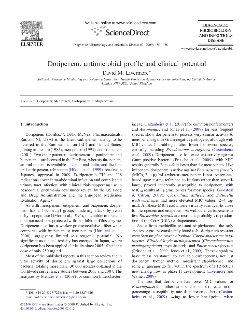 Doripenem: antimicrobial profile and clinical potential