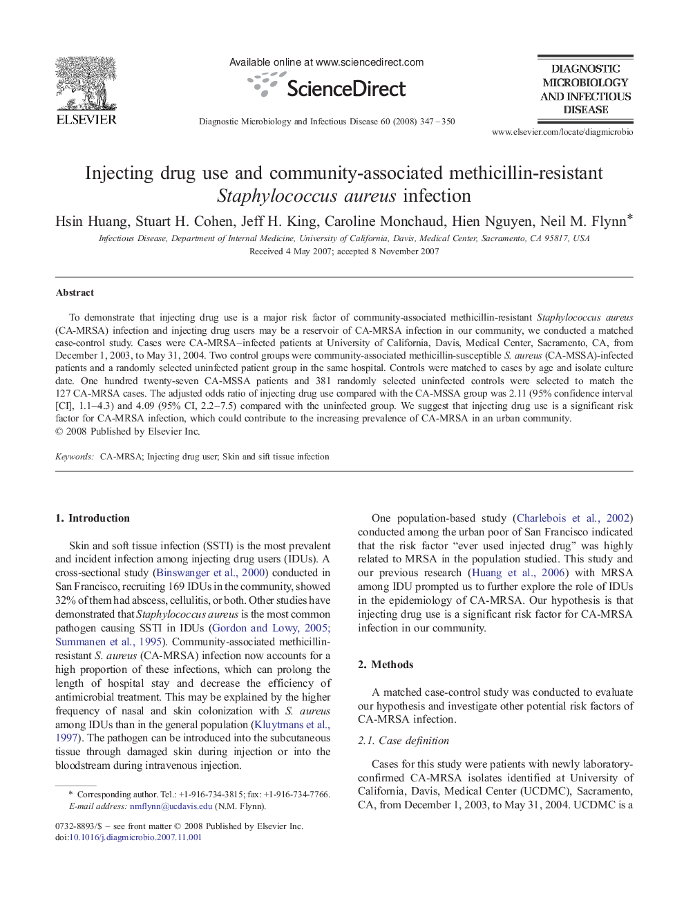 Injecting drug use and community-associated methicillin-resistant Staphylococcus aureus infection