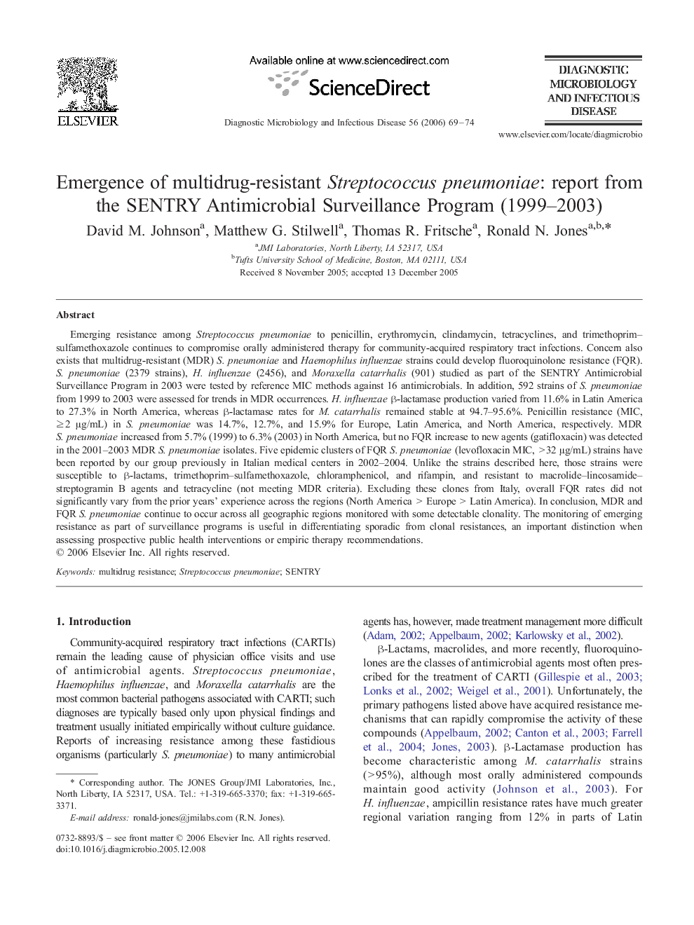 Emergence of multidrug-resistant Streptococcus pneumoniae: report from the SENTRY Antimicrobial Surveillance Program (1999–2003)