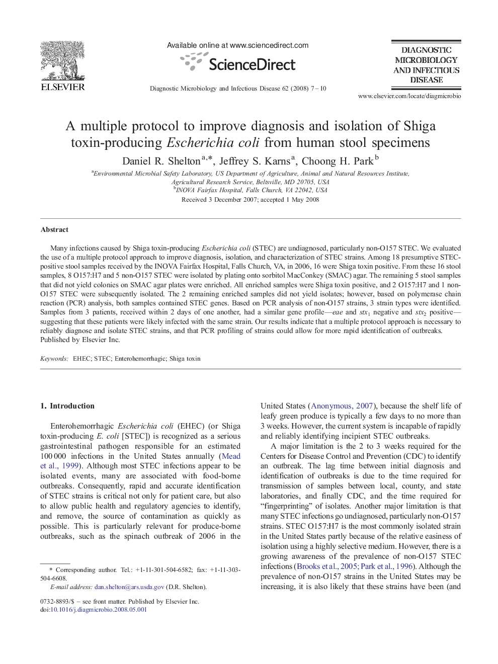 A multiple protocol to improve diagnosis and isolation of Shiga toxin-producing Escherichia coli from human stool specimens