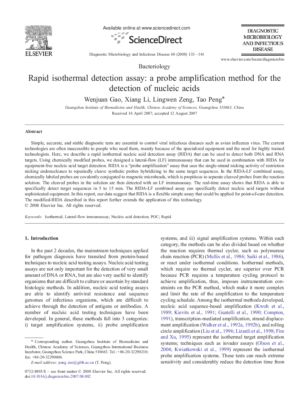 Rapid isothermal detection assay: a probe amplification method for the detection of nucleic acids