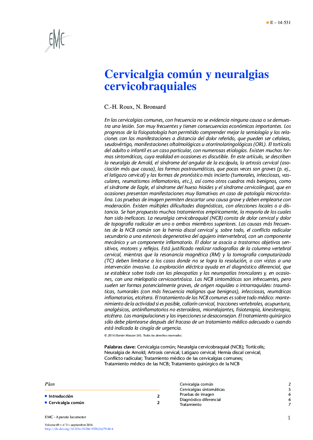 Cervicalgia común y neuralgias cervicobraquiales