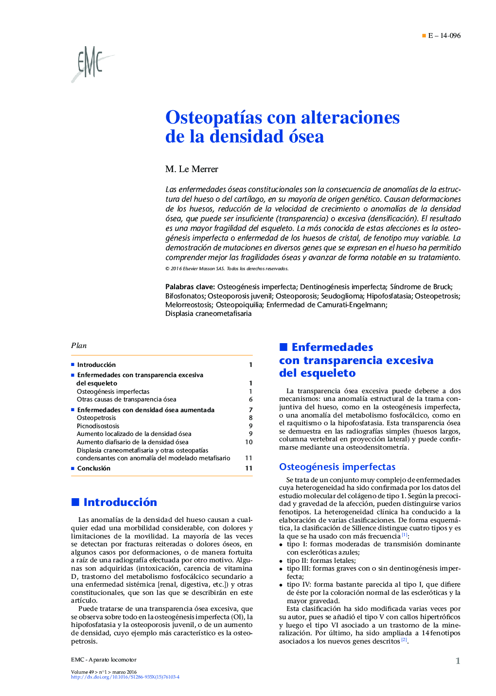 Osteopatías con alteraciones de la densidad ósea