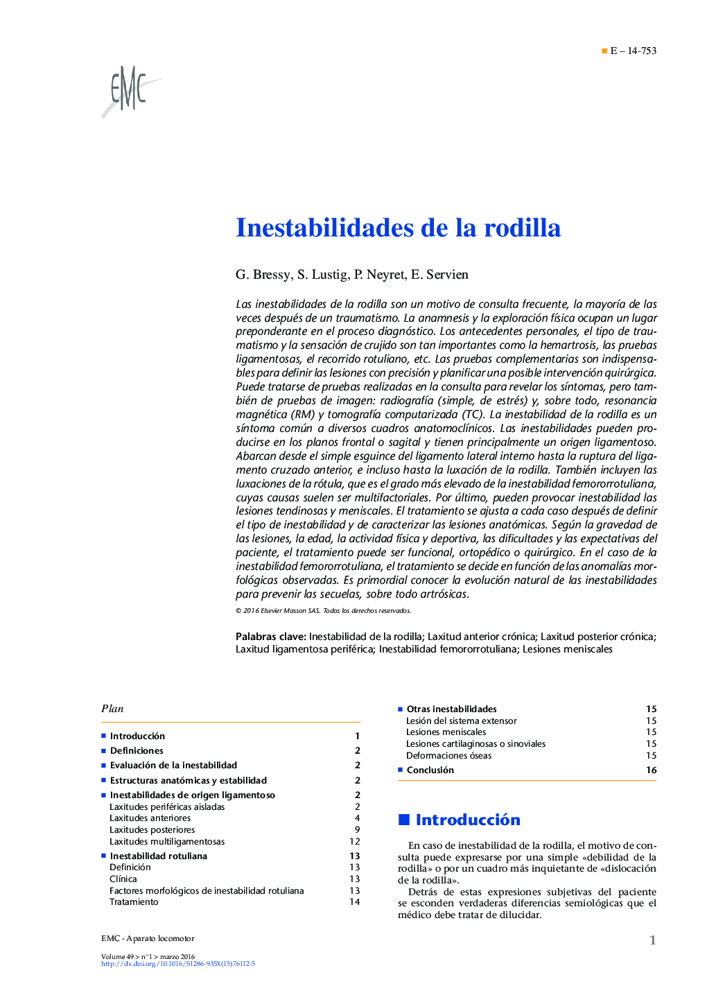 Inestabilidades de la rodilla