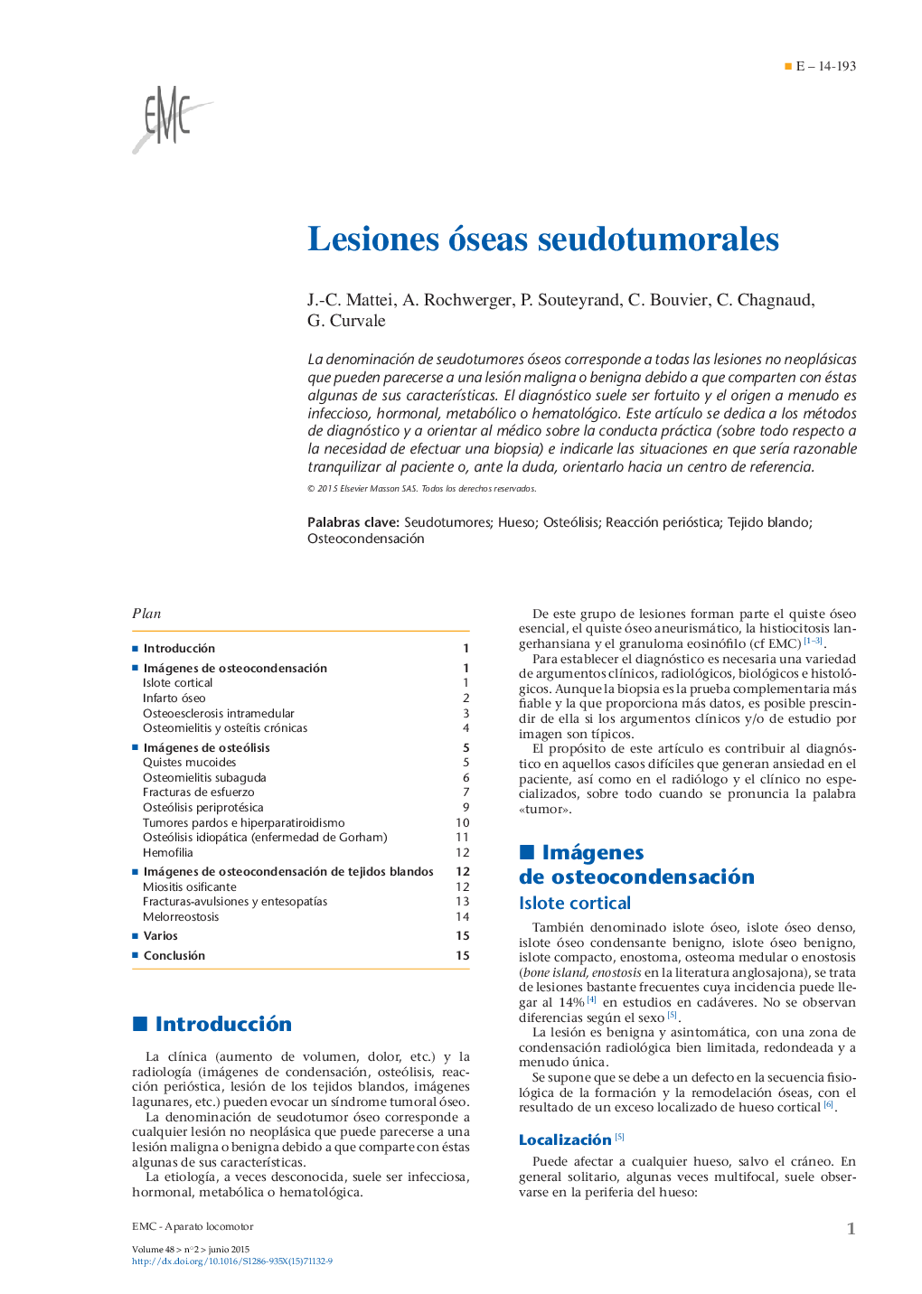 Lesiones óseas seudotumorales