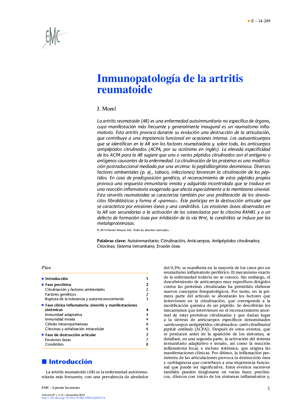 Inmunopatología de la artritis reumatoide