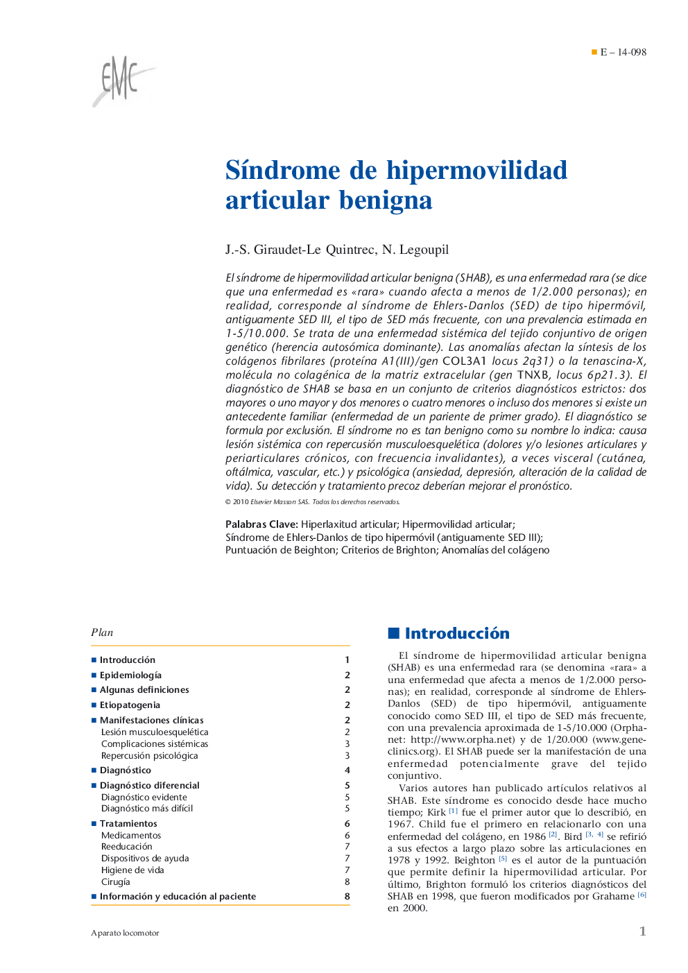 Síndrome de hipermovilidad articular benigna