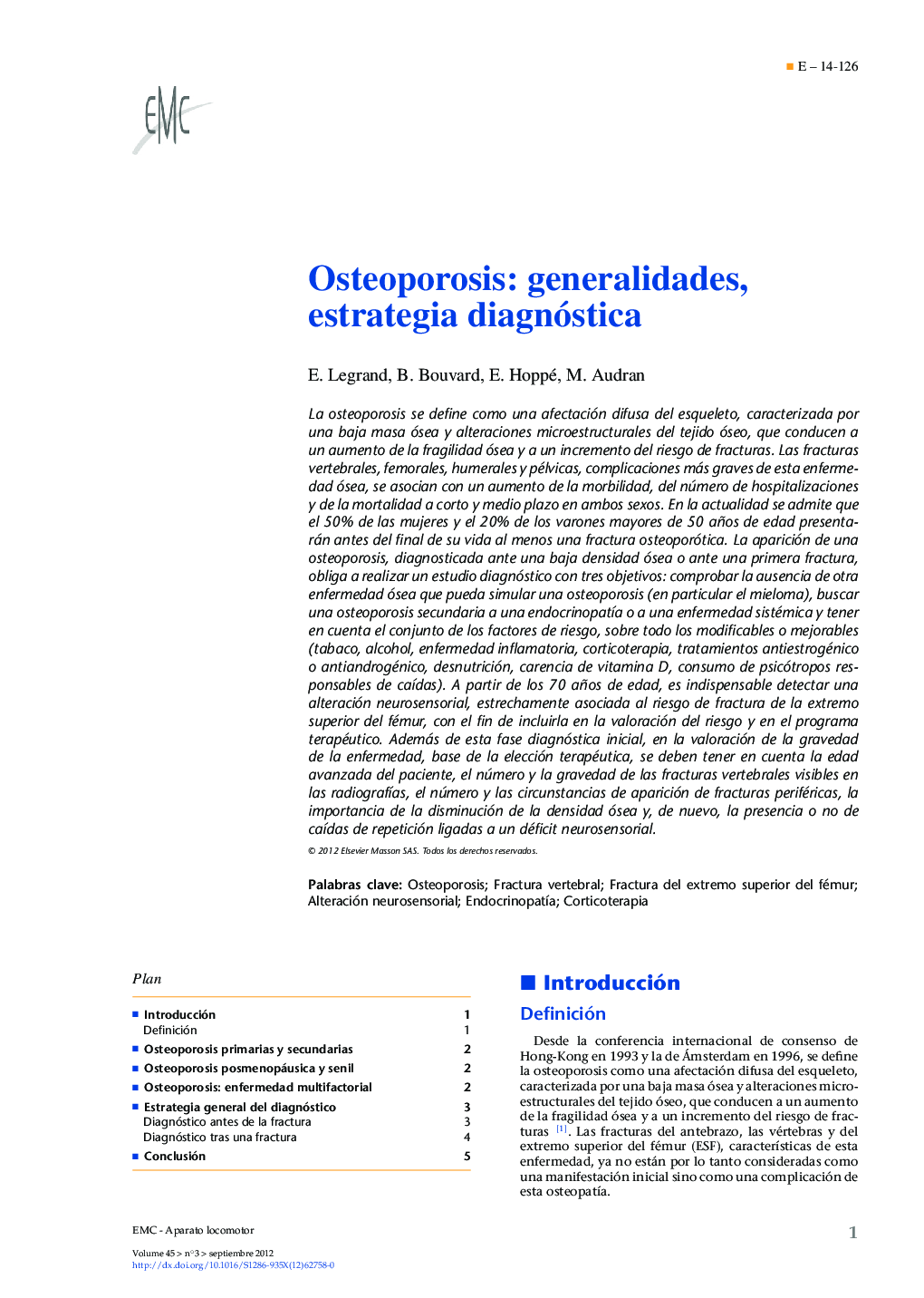 Osteoporosis: generalidades, estrategia diagnóstica