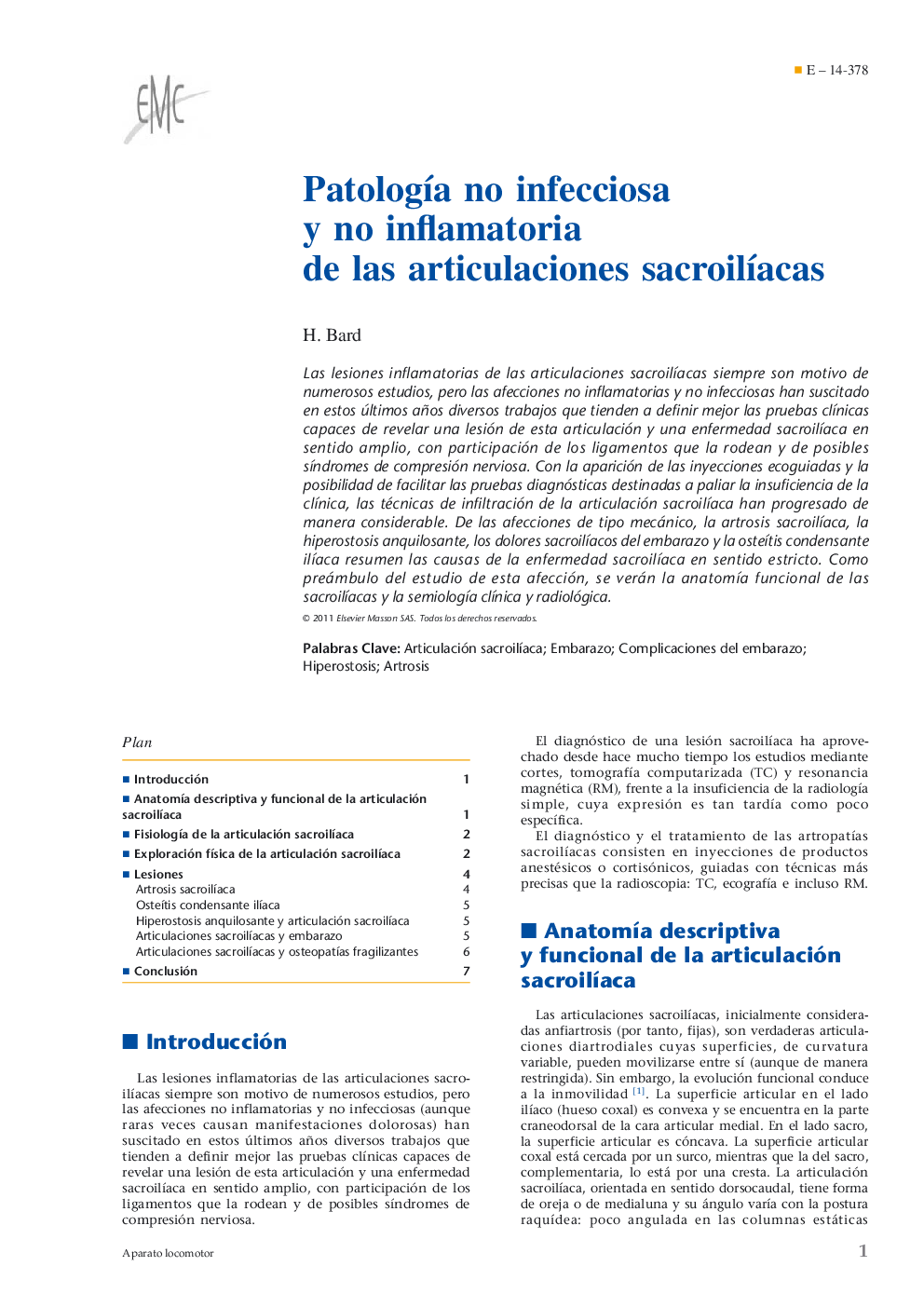 Patología no infecciosa y no inflamatoria de las articulaciones sacroilíacas