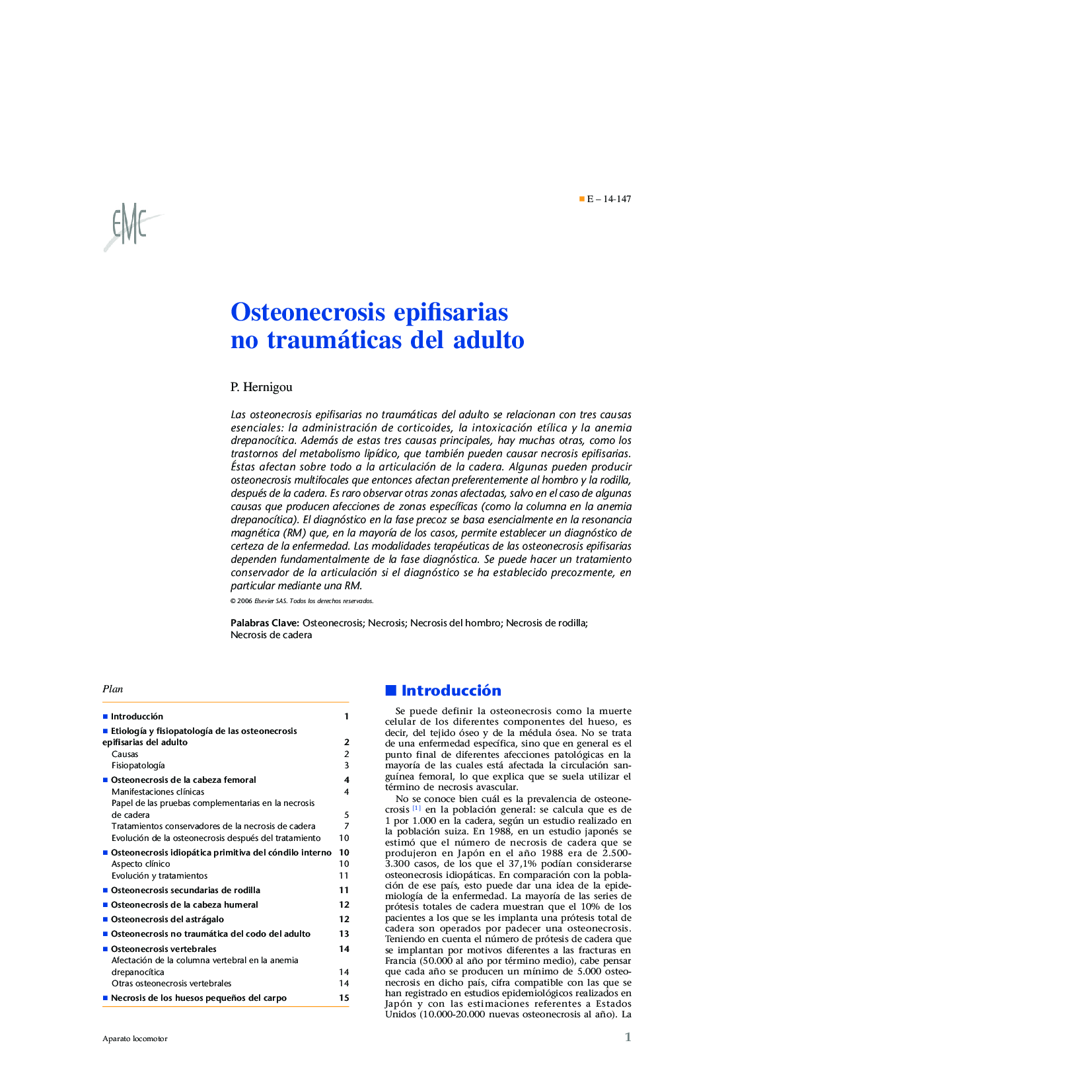 Osteonecrosis epifisarias no traumáticas del adulto