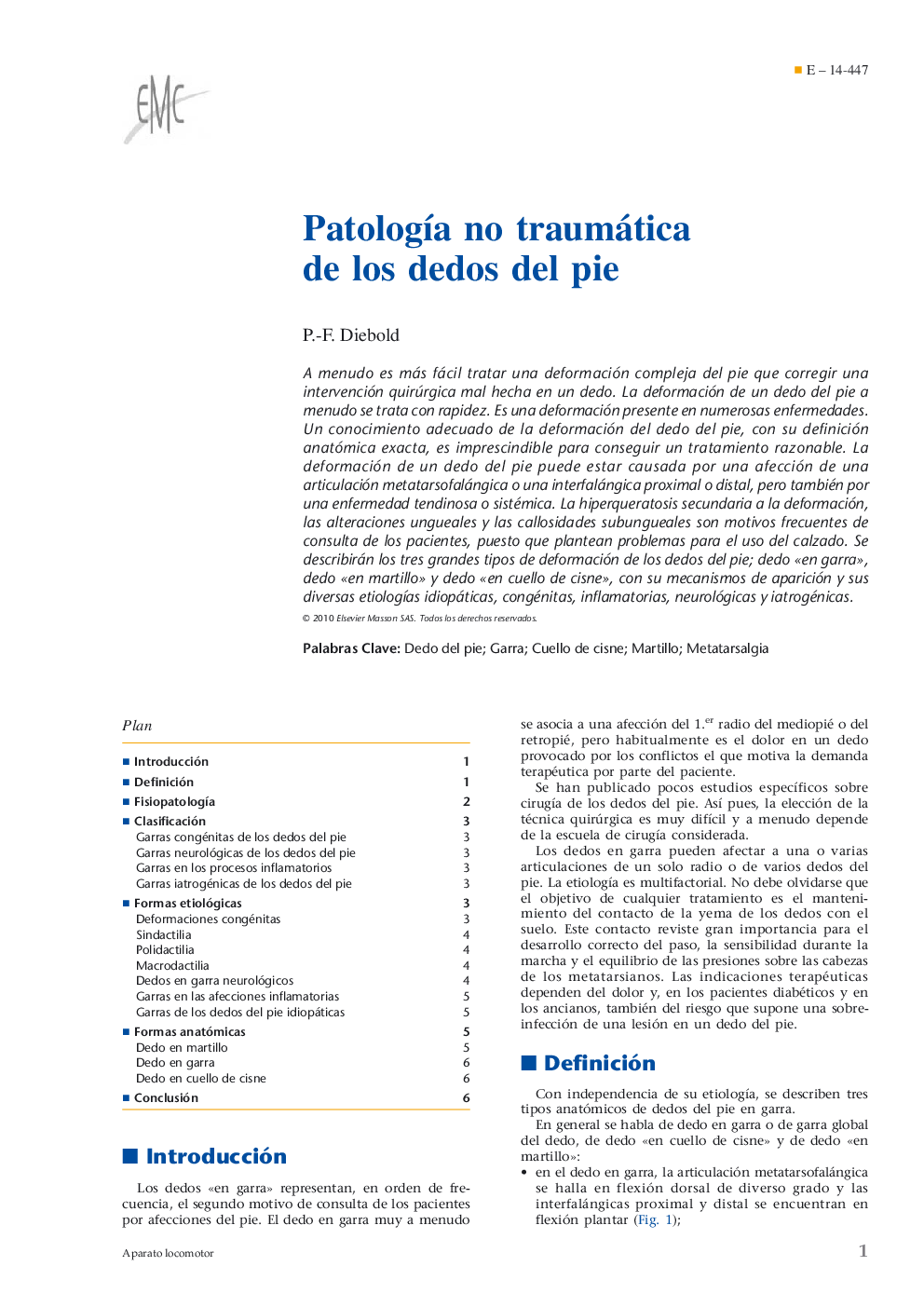 Patología no traumática de los dedos del pie