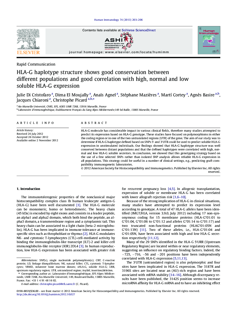 HLA-G haplotype structure shows good conservation between different populations and good correlation with high, normal and low soluble HLA-G expression