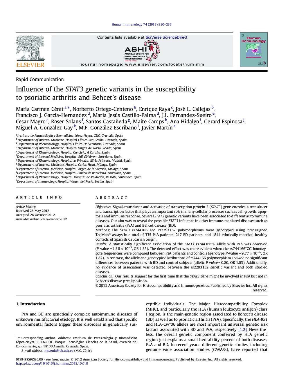 Influence of the STAT3 genetic variants in the susceptibility to psoriatic arthritis and Behcet’s disease